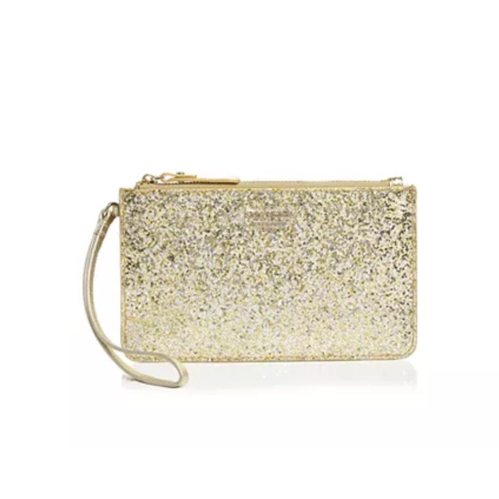 NWOT Kate Spade Pale Gold Wristlet Purse Clutch preppy classic party cocktail